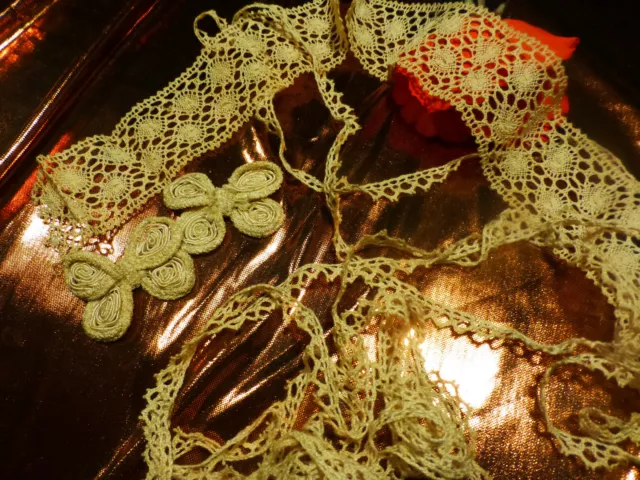 lot=== coton ancienne mercerie ,dentelle ,picot  5m,50 en tout  ,fleurs déco