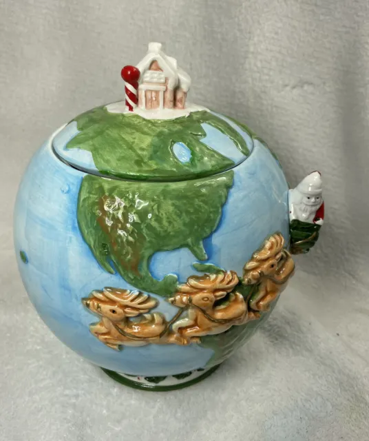 Ceramic Santa Around The World Cookie Jar by OCI