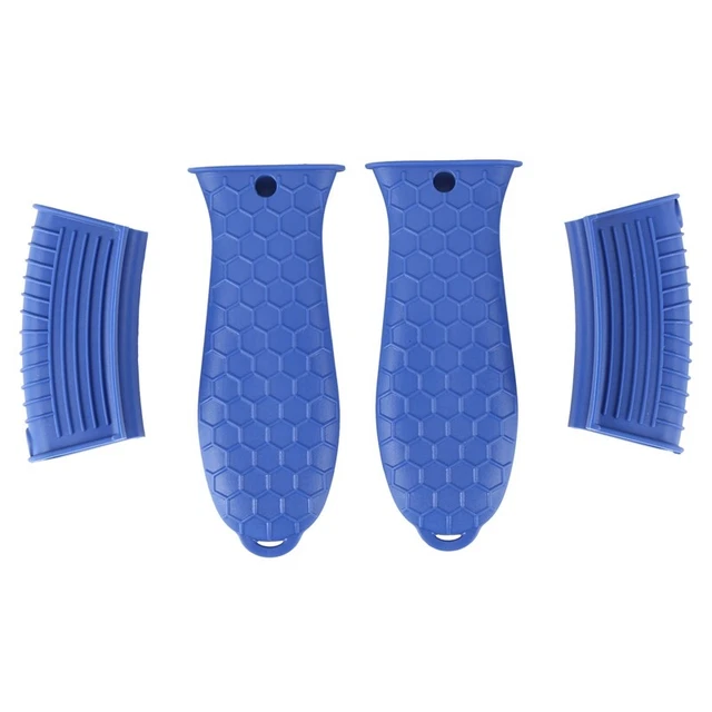 Soporte de mango caliente de silicona para hierro fundido, paquete de 4 mango de olla manguito deslizante U1P2