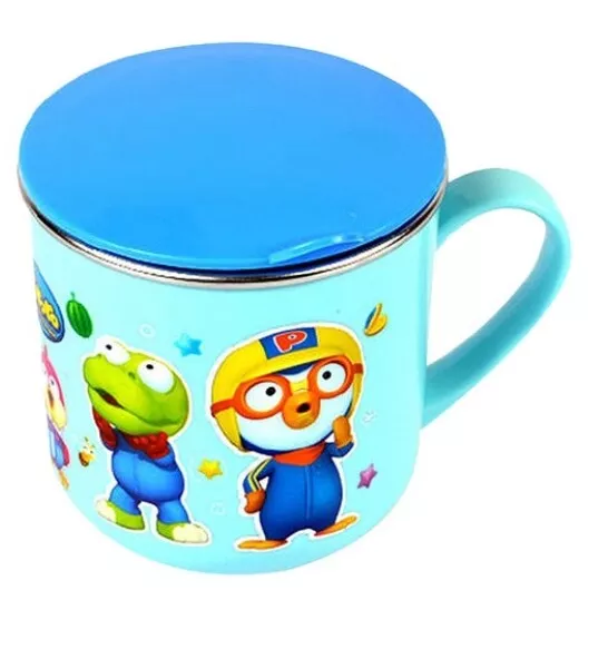 Little Penguin Pororo Lupi Stainless Steel Kids Cup 8.7oz 260ml 4.2 x 3  Pink