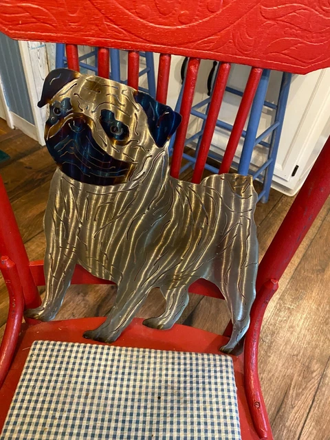 Vintage Large Sheet Metal Pug Dog