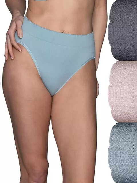 3 Pack Vanity Fair Women's Seamless Smoothing Hi Cut Panty Mist/Quartz/Steele