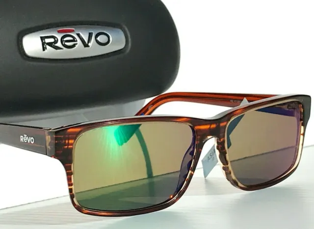 NEW Revo FINLEY Brown Horn polished POLARIZED Green ECO Sunglass 1112 12 GN
