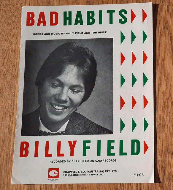 BILLY FIELD BAD Habits Piano Sheet Music Vintage 1981 Australia £14.99 ...