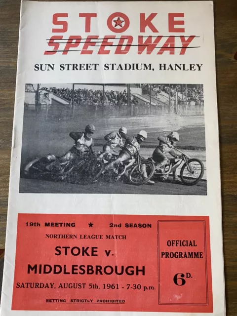 1961 Stoke v Middlesbrough Speedway programme. Blank