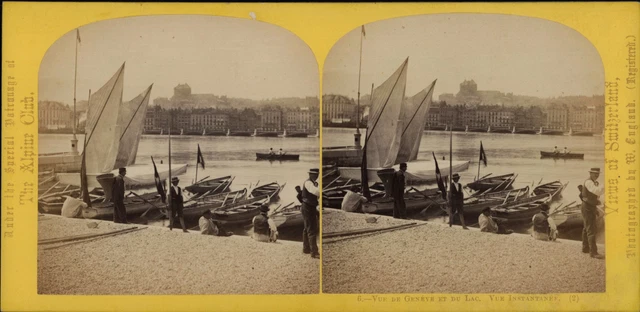 Vue Générale De Langnau (Suisse) - Tirage Vintage Stéréo Circa 1875 - Format 8,5x17 Cm
