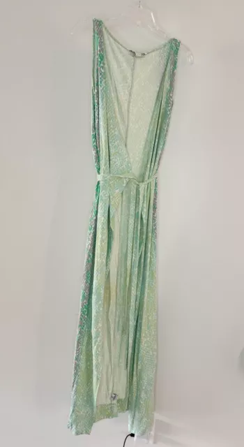 Diane Von Furstenberg Silk Maxi Wrap Dress Women’s 8 Snake Print Green READ