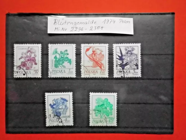 BM. Briefmarken Polen 1974 Blütengemälde Mi. Nr. 2296 - 2301 gestempelt