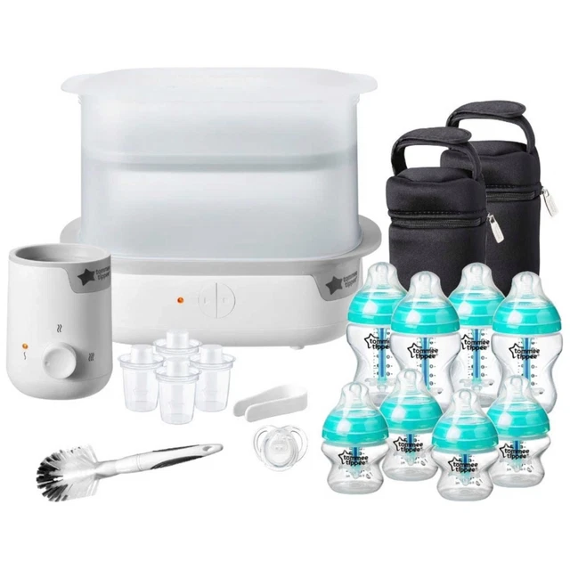 Juego Completo de Alimentación Tommee Tippee Botellas Esterilizador Máquina de Preparación Calentadora Blanco