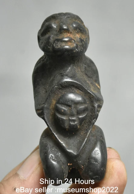 3.2 " Old Chinese Hongshan Culture Dynasty Carving 2 Figure Pendant