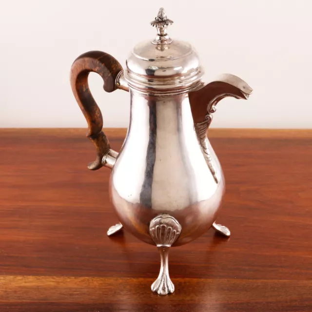 18THC GERMAN STADE ? SILVER 13 LOTH CHOCOLATE POT MAKER JG/SJ or CSC IN TREFOIL