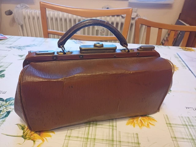 Leder Arzttasche Hebammentasche Doktorkoffer Antik Vintage 20er 30er Rockabilly