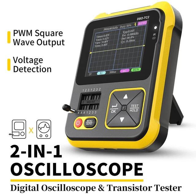 2 in 1 2,4 pollici larghezza di banda 200 kHz oscilloscopio digitale transistor tester kit PWM