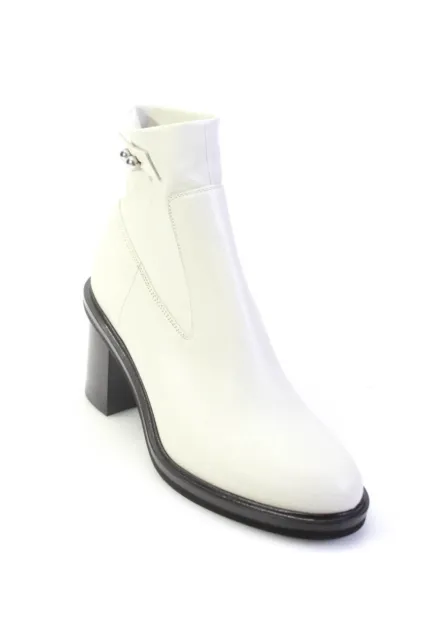 Rag & Bone Womens Leather Block High Heel Ankle Boots White Size 8.5US 38.5EU