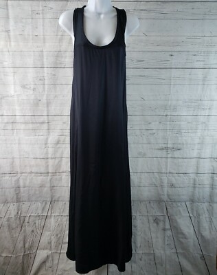 Helmut Lang Womens Tank Maxi Dress Sz Small Navy Satin Twill Scoop Neck