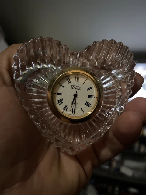 Crystal Legends Heart Shaped Clock By Godinger Paperweight