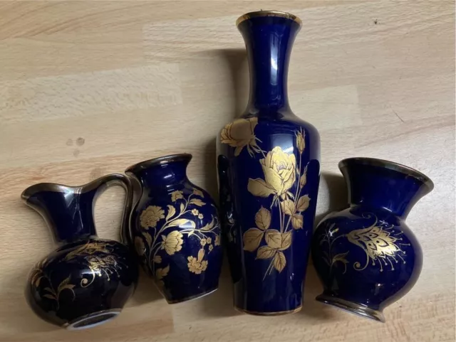 Royal Porzellan Bavaria KPM Handarbeit Echt Cobalt Vase