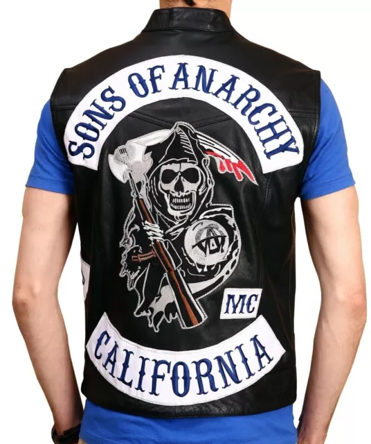 Charlie Hunnam Sons of Anarchy Jax Teller Biker Leather Vest Free Shipping