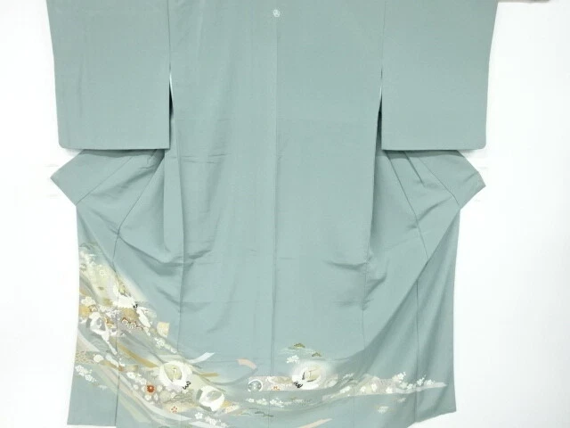6602340: Japanese Kimono / Vintage Iro-Tomesode / Embroidery / Kinsai / Cranes &