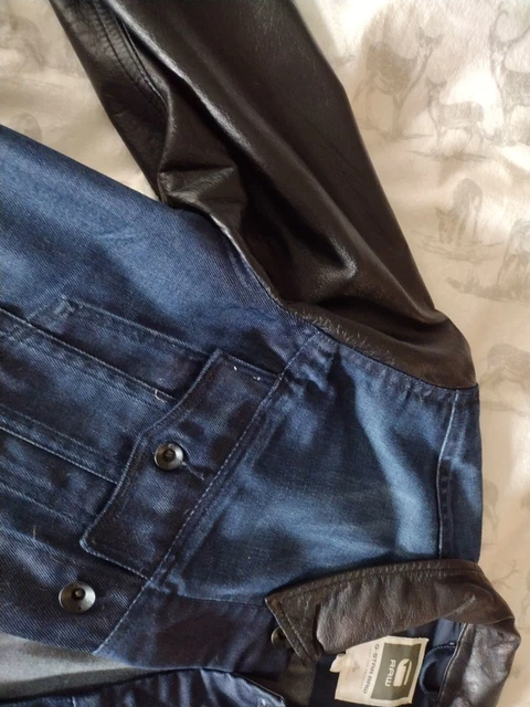Men's Gstar Denim And Leather Jacket Large