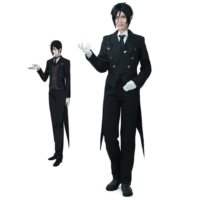 Men's Sebastian Michaelis Cosplay Costume Tuxedo Black Uniform Outfit
