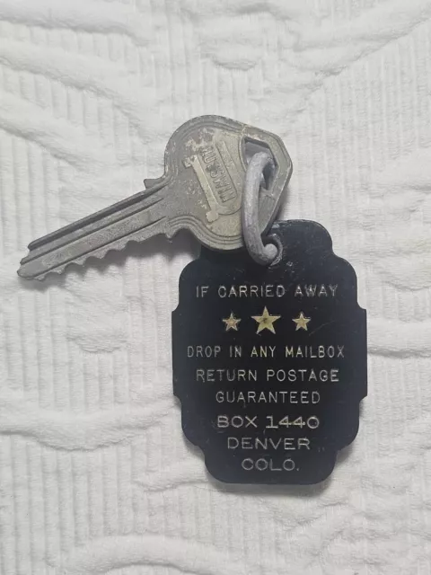 Vintage Hotel Motel Room Key Fob with Key Denver Colorado