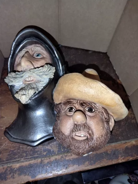 Vintage Bossons Chalkware Head Don Quixote & Sancho Panza 1990 Initialed WRB Vintage Bossons Chalkware Head Don Quixote & Sancho Panza 1990 Initialed WRB