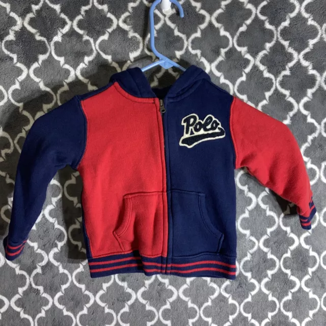 Polo Ralph Lauren Full Zip Hoodie Infant Boy’s Size 18M Red and Blue