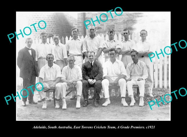 Old Postcard Size Photo Adelaide South Australia East Torrens Cricket Team 1921
