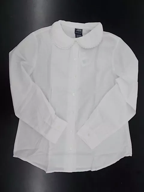 Girls French Toast Uniform White Shirt w/ Peter Pan Collar & Lace Sz 12.5 - 18.5