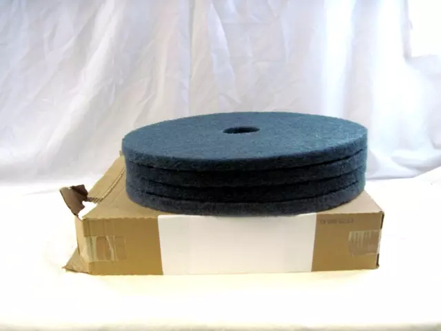 Four (4) Blue Unbranded 19" Diameter Floor Cleaning Maintenance Buffing Pads