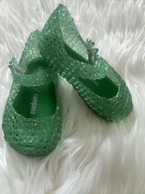 Genuine Mini Melissa Campana in Green Glitter  - size 6 toddler