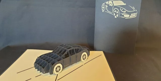 3D Pop Up Racing's Car/Porsche Greeting Card(Birthday, Congrats, Get Well, Blank