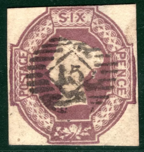 GB QV EMBOSSED Stamp SG.60 6d Purple (1854) London Numeral Cat £1,000- SBR153