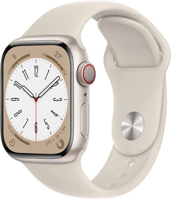 Apple Watch Series 8 GPS + Cellular, 41mm Smartwatch, Aluminium Gehäuse, Polarst