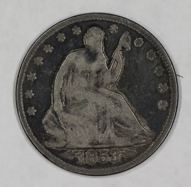 1853 50c Arrows and Rays Liberty Seated Half Dollar One Year Type