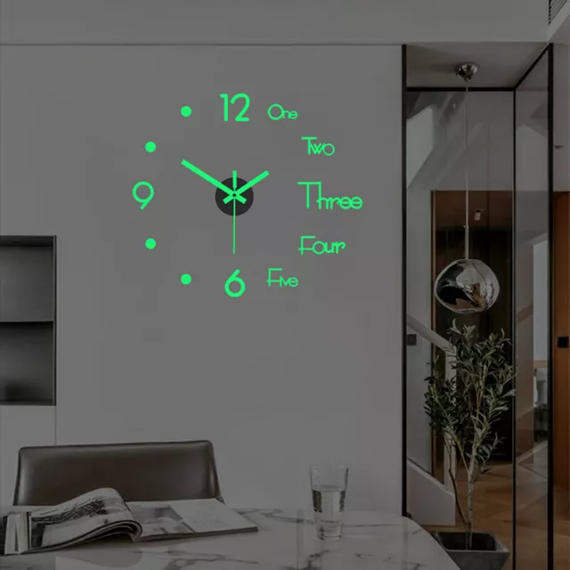 Luminous Wall Clock Glow 100cm Large Hanging Clocks DIY Digital Quiet  Clo#w#