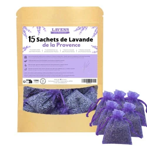 LAVENS | 15 sachets de lavande parfumés | Origine Provence France | 120G | Sa...