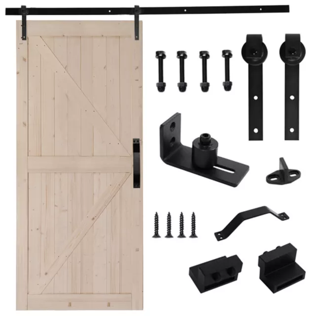 42 in. x 84 in. Unfinished Wood Barn Door with 7FT Sliding Door Hardware Kit