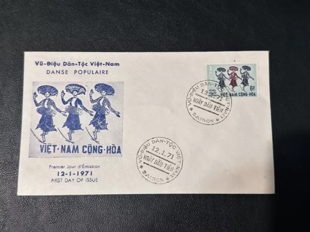 1971 Vietnam del Sud FDC DANZA TRADIZIONALE VIETNAMITA POPOLARE 4 6D