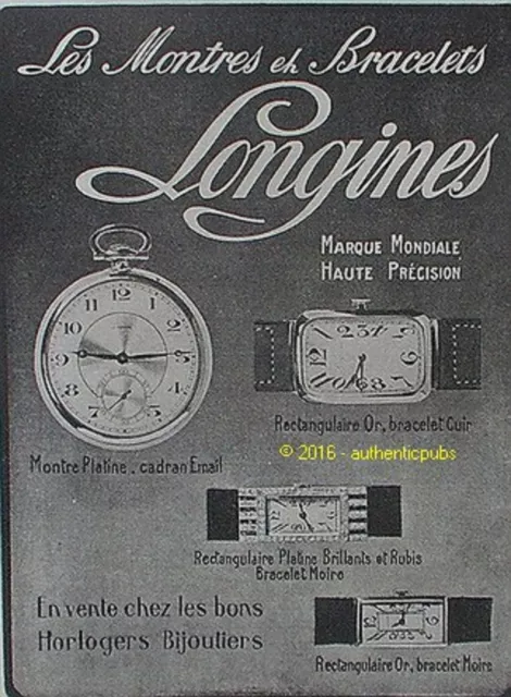 Publicite Longines Les Montres Et Bracelets Rectangulaire De 1923 French Ad Pub