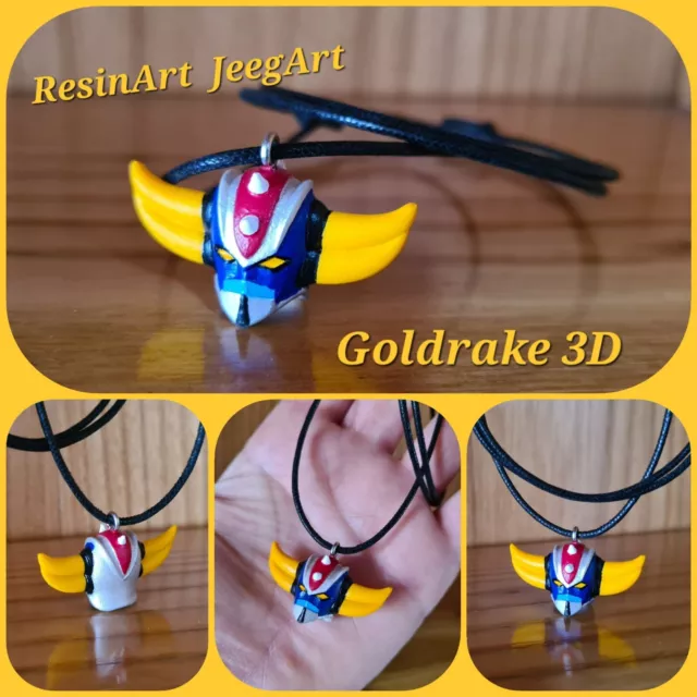 collana in filo regolabile  UFO ROBOT GOLDRAKE 3D -GRENDIZER  3D - GOLDORAKE