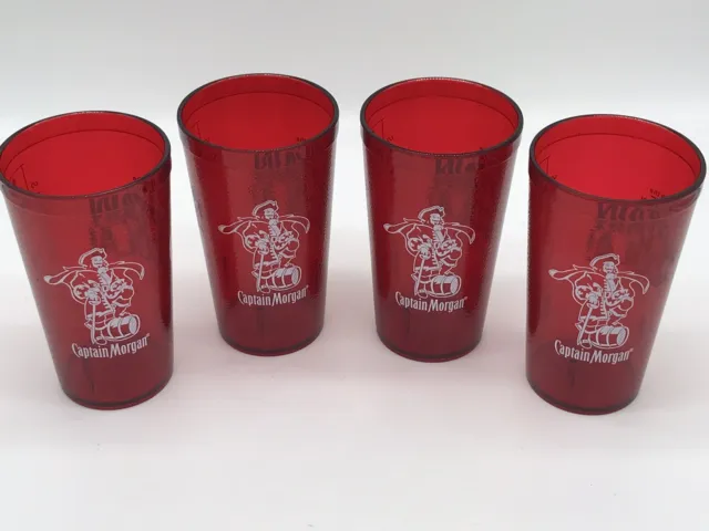 Captain Morgan Rum & Coke Red Plastic Cup Barware G.E.T. Recipe / Measuring X4