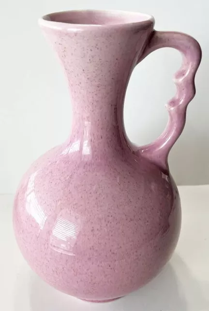 Vintage Red Wing Pottery Pink Vase with Curved Handle Speckled Finish  #1622