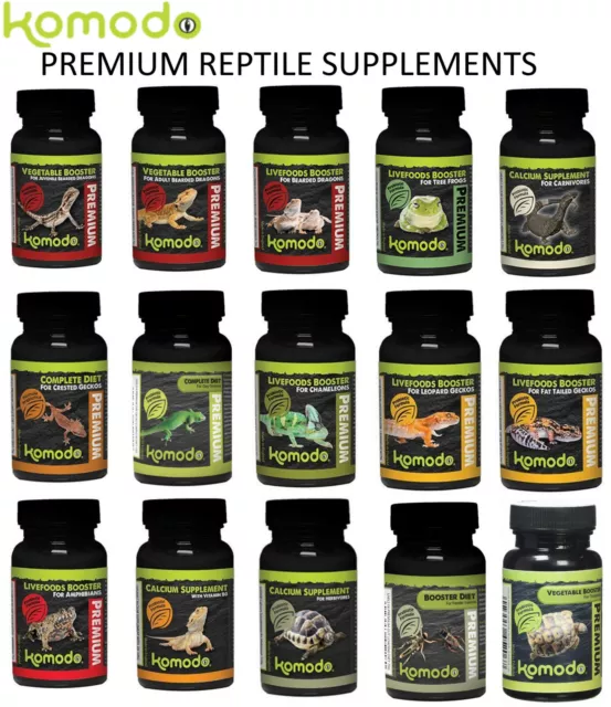 Komodo Reptile Supplements & Boosters Lizard Gecko Frog Premium Vitamin Minerals