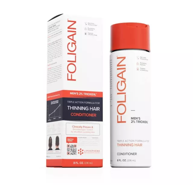 Foligain Triple Action Après-shampoing, Effiler Cheveux Pour Homme, 2% Trioxidil