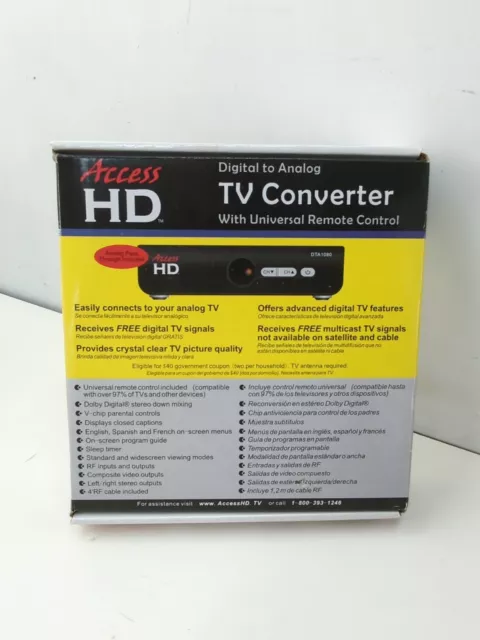Access HD Digital to Analog TV Converter DTA 1080U with Universal Remote no powe