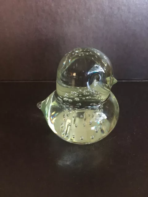 Lefton Bird Clear Glass with Controlled Bubbles Paperweight Figurine