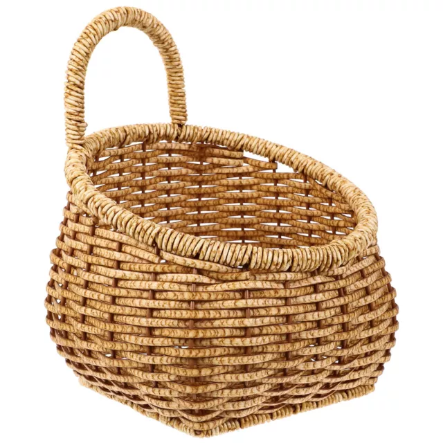 Handwoven Hanging Fruit Basket for Kitchen Wall Storage-PE