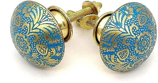Brass Door Knobs/Drawer Pulls Dresser Door Knobs/Pull and Push Handle Set Of 10